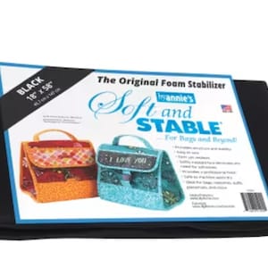 May include: Black foam stabilizer, 18" x 58", with a printed label featuring the text "Soft and Stable" and two bag designs. The label also includes the text "For Bags and Beyond!"