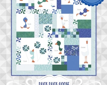 MACHINE EMBROIDERY Duck Duck Goose Quilt Pattern: Six-Month BOM (56" x 62")