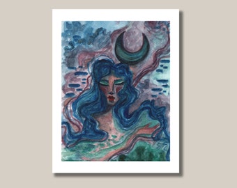 Whimsical Moon Girl Fine Art Print