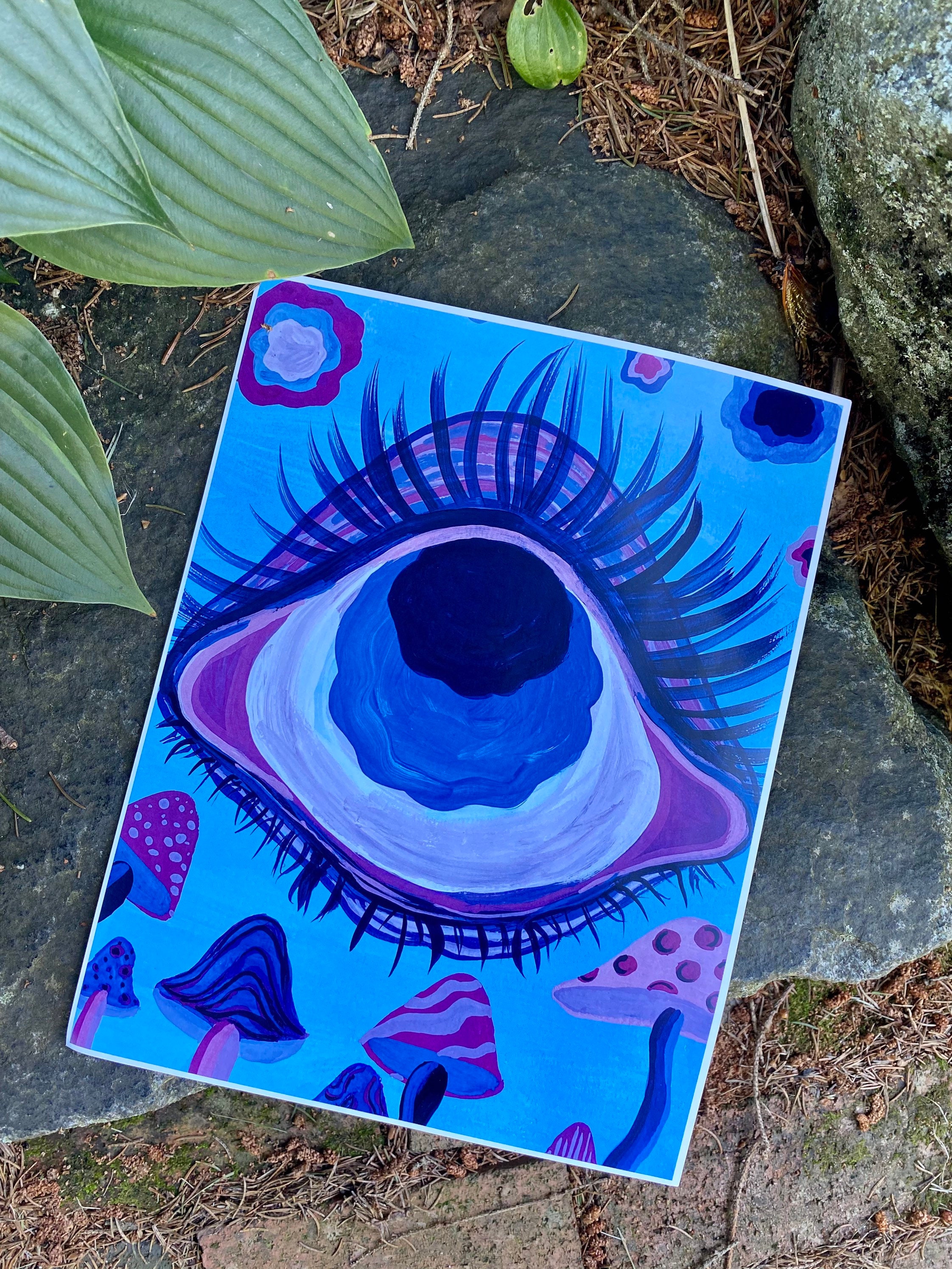 Trippy Eye Mushroom Art Print Etsy España