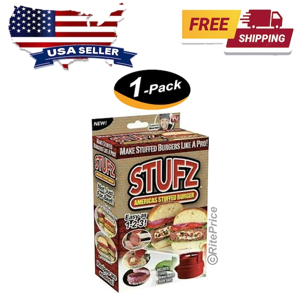 STUFZ Stuffed Burger Press Hamburger Patty Maker Juicy BBQ Grill | Make Burgers Like a Pro, As-Seen-On TV (1 Pack) - New - Free Shipping