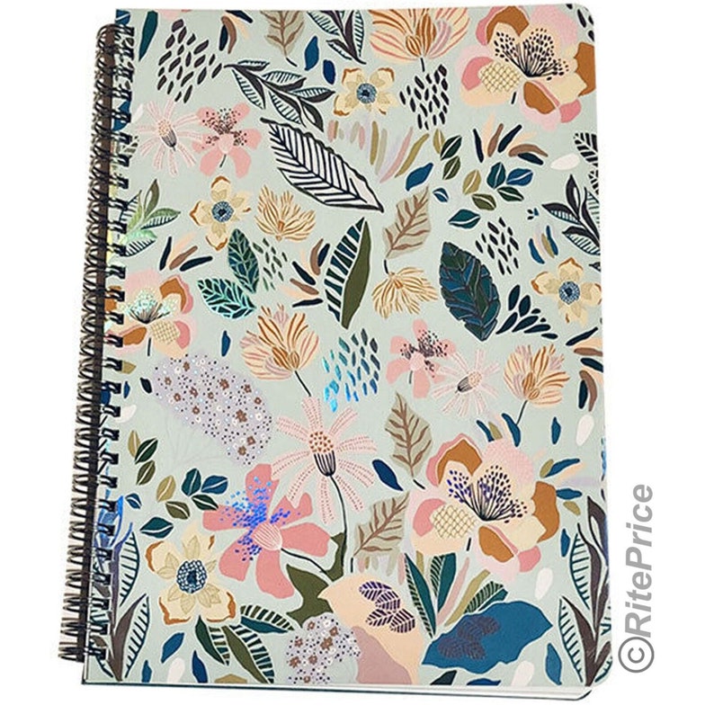 Molly & Rex Spiral Notebook, Floral Pattern, Wide Ruled With Folder ...