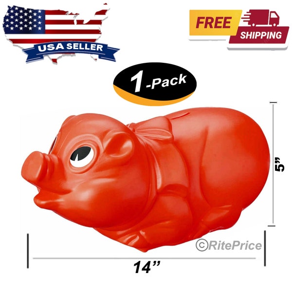 14" Giant Plastic Piggy Banks Saving Money The Fun Way Tuff Pigs (1 Pack) - New - Free Shipping