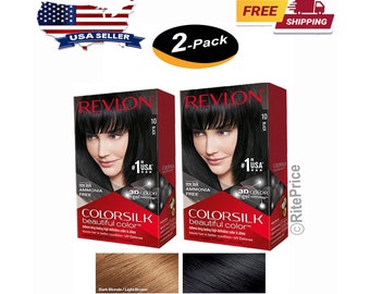 REVLON COLORSILK Permanent Hair Dye Beautiful Color 3D Gel Bleach #10 Black Color (2 Pack) - New - Free Shipping