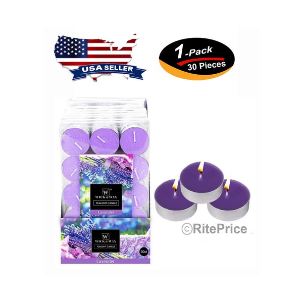 30 PCS Lavender Tealight Candles Highly Scented with Essential & Natural Oils 2.5 Hours Burn Time Dripless Long Lasting (1 Pack) - New