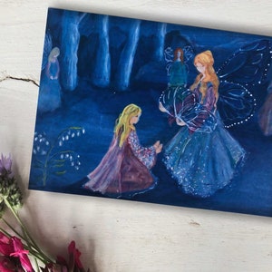 Greeting Card with Envelope, Blank Fairy receiving wings Graduation 5x7 inches image 1