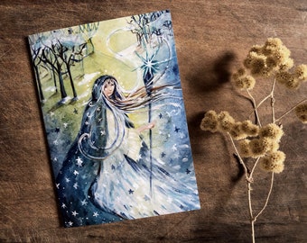 Greeting Card with Envelope Blank Winter Fairy Snow Queen Holiday Card Large Christmas Greeting Card