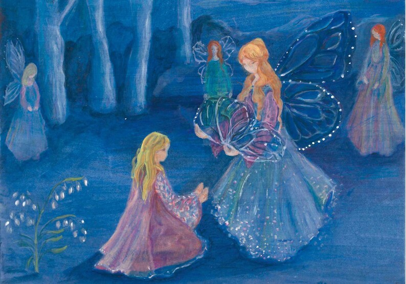 Greeting Card with Envelope, Blank Fairy receiving wings Graduation 5x7 inches image 2