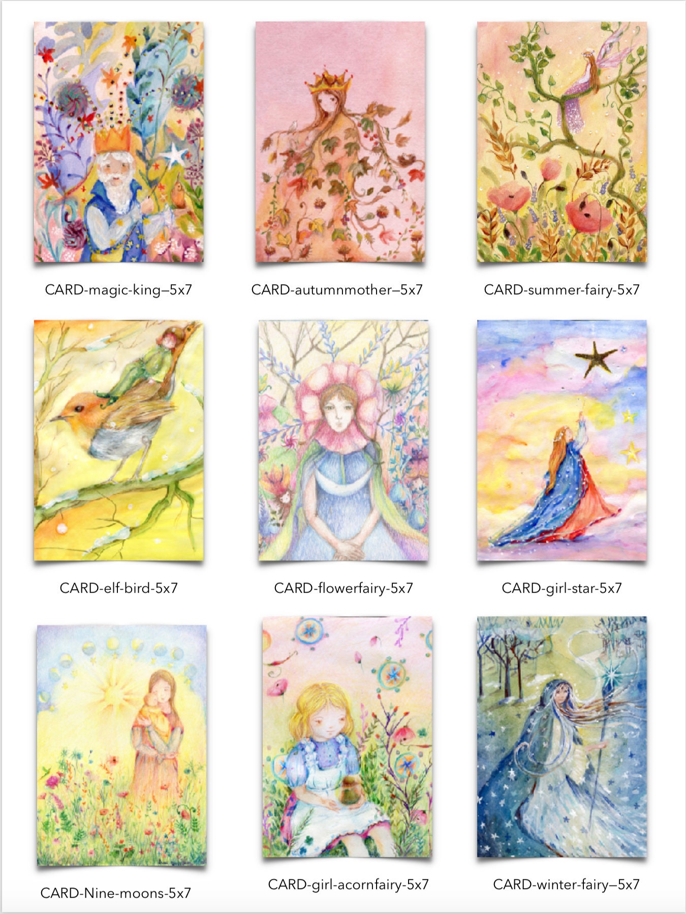 Set of 5 Greeting Cards With Envelopes Blank Collection Large Cards ...
