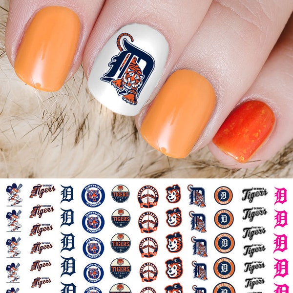 Detroit Tigers Baseball Nail Art Decals (official Moon Sugar Decals)