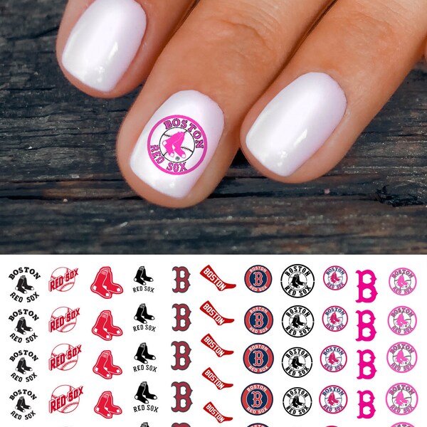 Boston Red Sox Baseball Nail Art Decals (official Moon Sugar Decals)