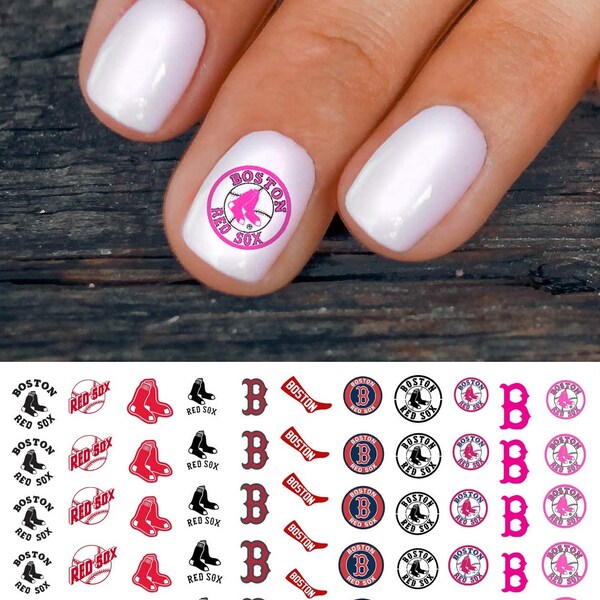 Boston Red Sox Baseball Nail Art Decals (official Moon Sugar Decals)