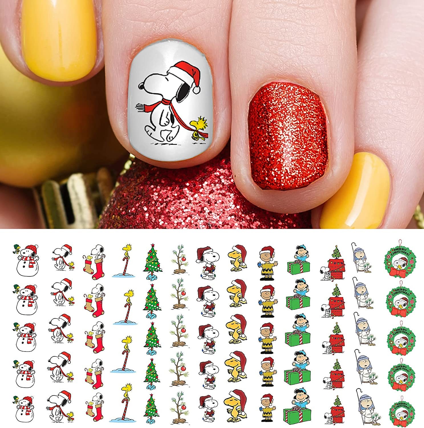 Holiday Christmas - Christmas Grinch #1 Grinch Ornament Smile Green Face  Nail Decals - WaterSlide Nail Art Decals Salon Quality DIY Manicure Nail