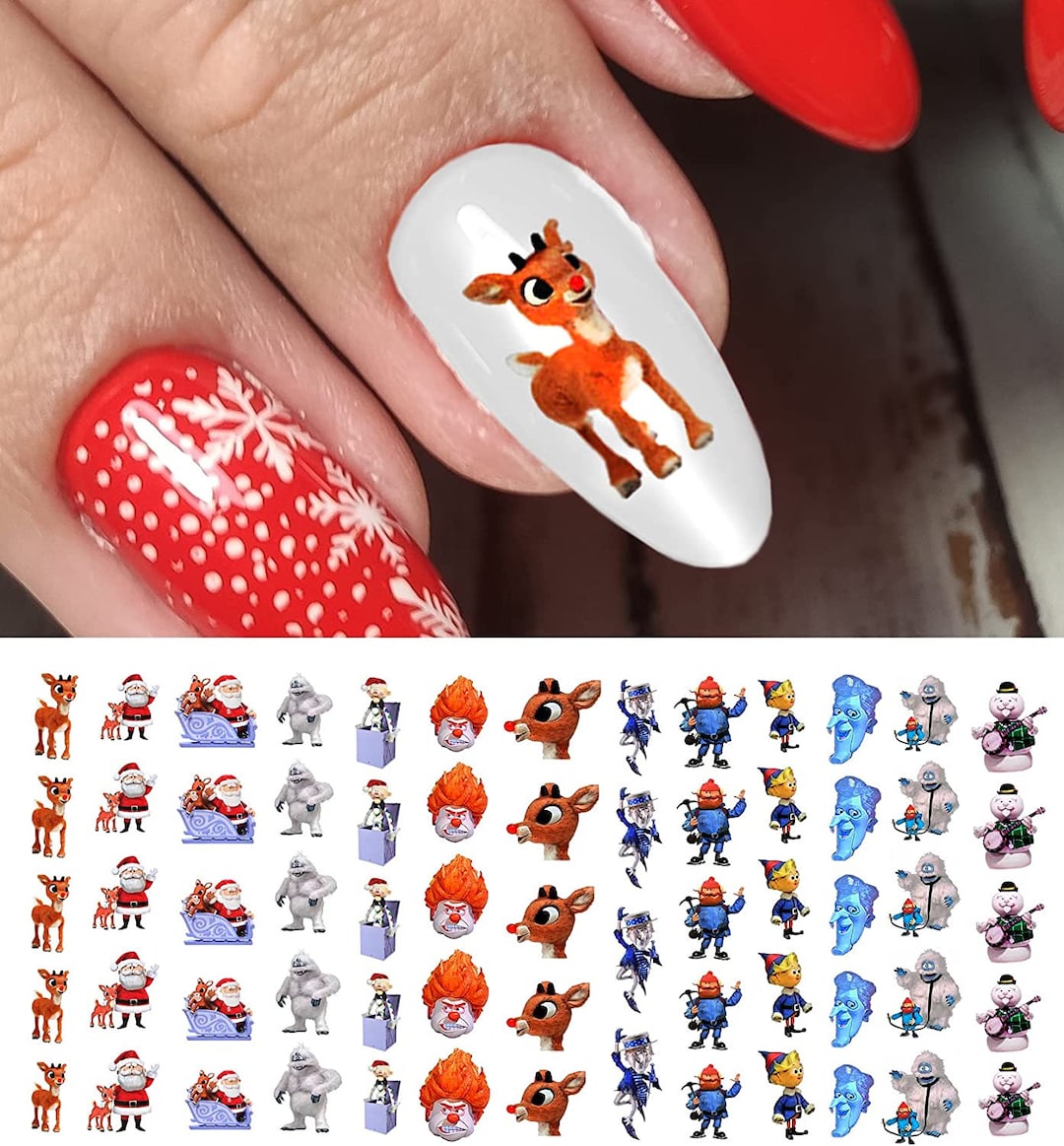 Rudolph the Rednosed Reindeer Nail Art Decals Etsy