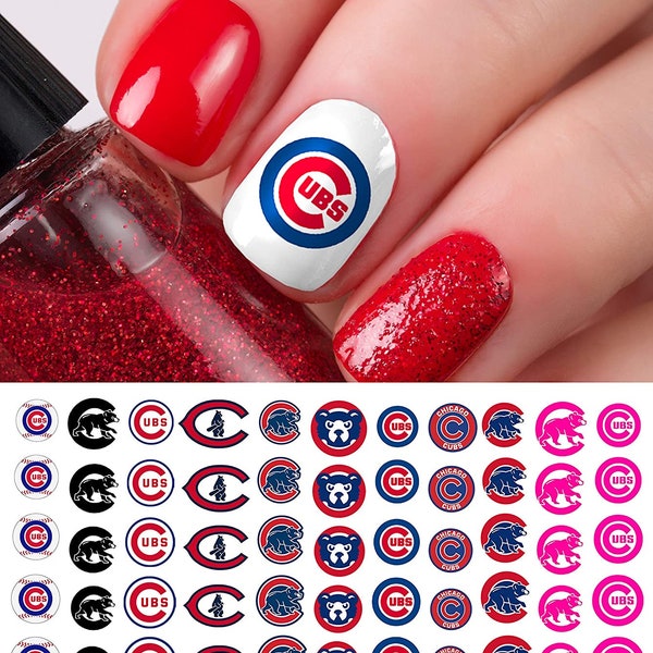 Chicago Cubs Baseball Nail Art Decals (official Moon Sugar Decals)