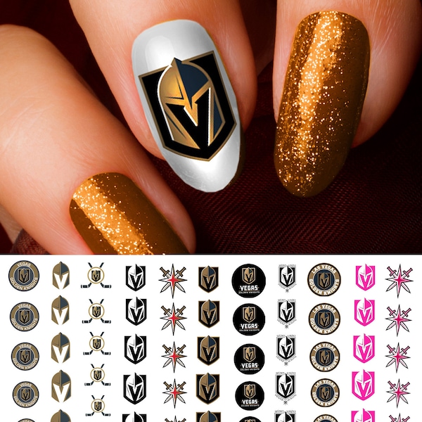 Las Vegas Golden Knights Hockey Team Nail Art Decals (official Moon Sugar Decals)