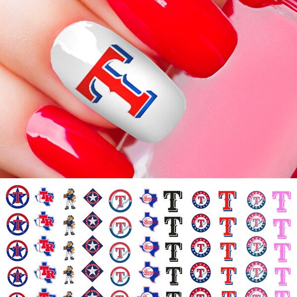 Texas Rangers Baseball Nail Art Decals (official Moon Sugar Decals)