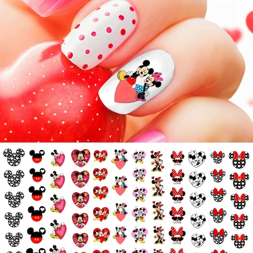 Mickey Mouse Nail Decals Happy Mickey Nail Tattoos / Nail Etsy