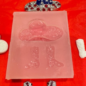 Red White & Blue Cowboy Hat and Boots Mold