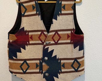 Vintage American Eagle Outfitters Southwest Aztec Western Baumwollweste Conchos L