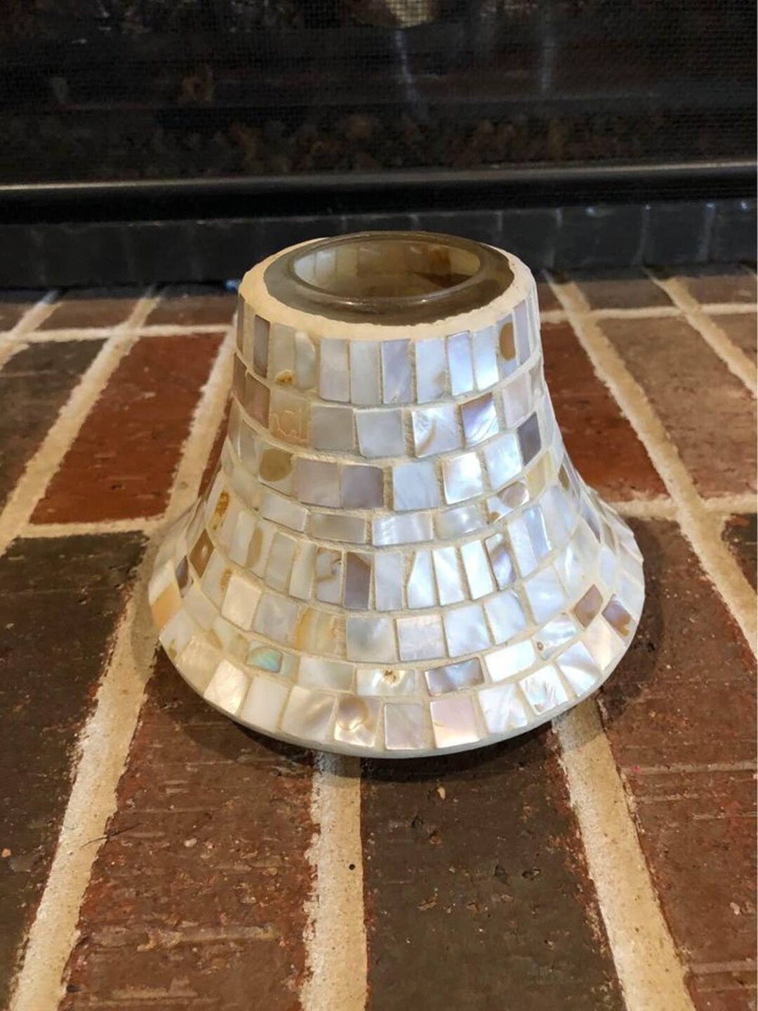 Capiz Mother of Pearl and Glass Yankee Candle Capper 5.5 Inches Tall Etsy