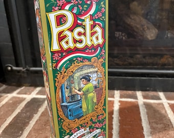 Adorable vintage tin pasta container made in England 12x4