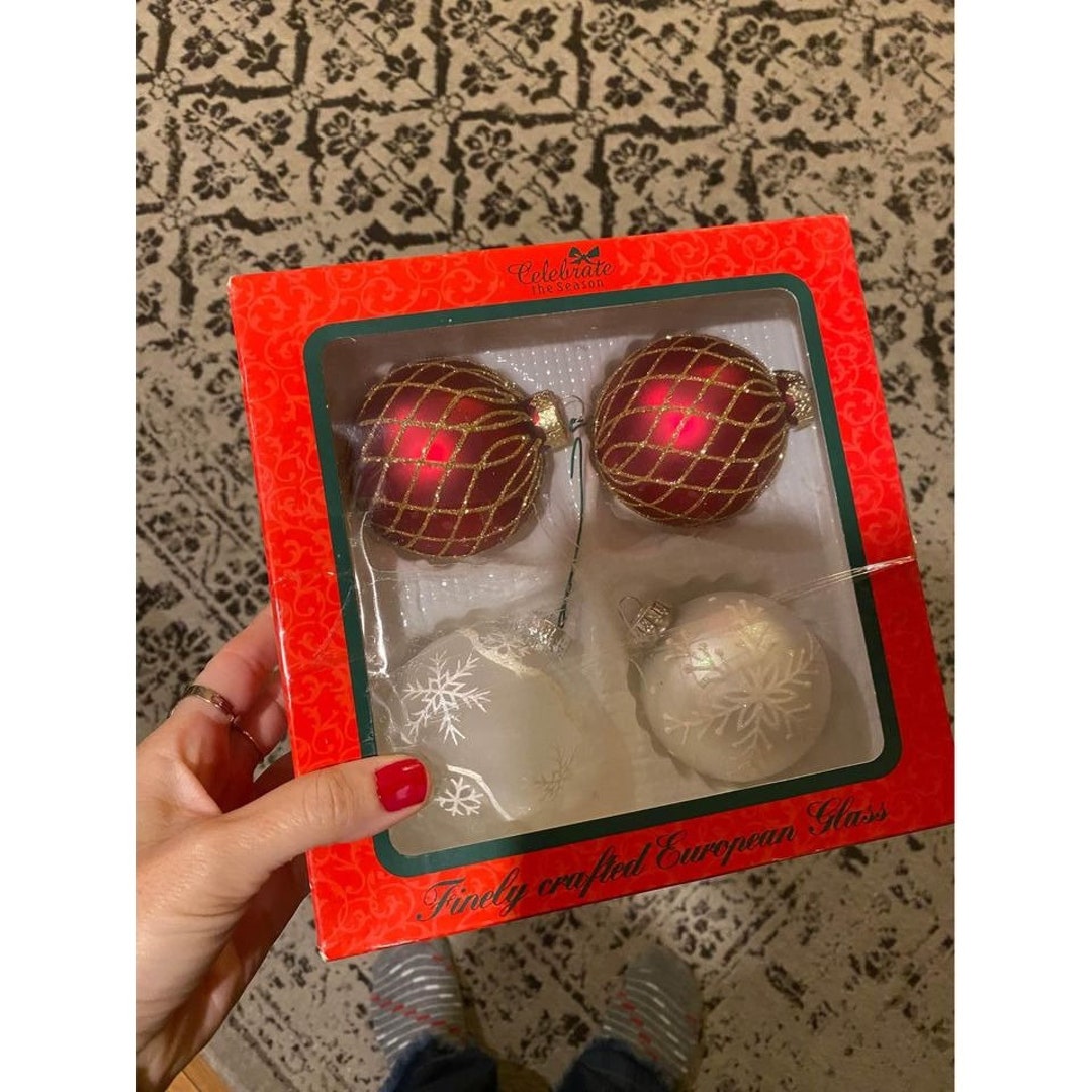 Vintage Hand Crafted European Glass Ornaments Set of 4 Etsy