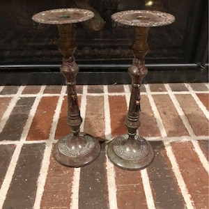 stunning pair of candlestick holders with tassels 11.5 inches tall each