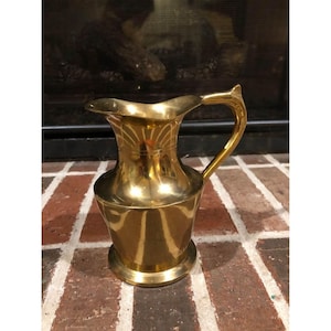 stunning Vintage gold brass pitcher vase 6.5 inches tall