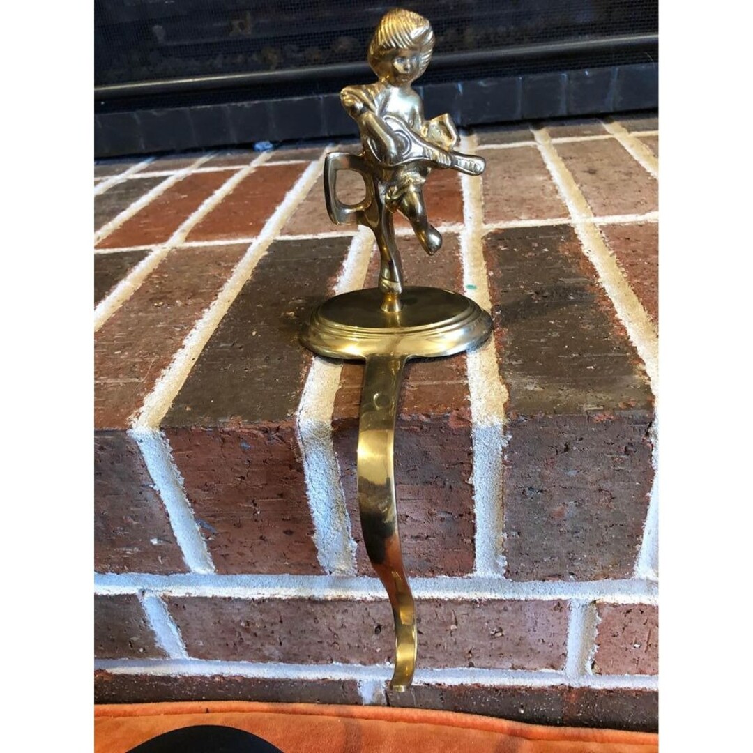 Vintage Gold Brass Stockings Hook 10 Inches Tall Etsy