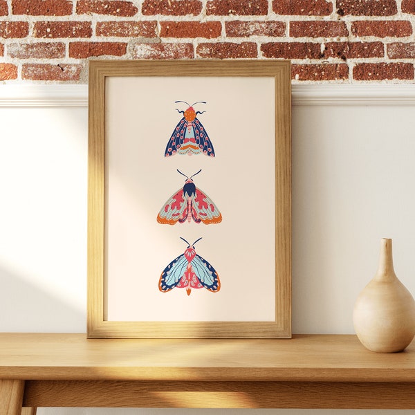 Butterfly Poster, Moth art print, Modern Scandinavian poster, Folk art, Insect art print, Modern Scandinavian wall art, Printable diy