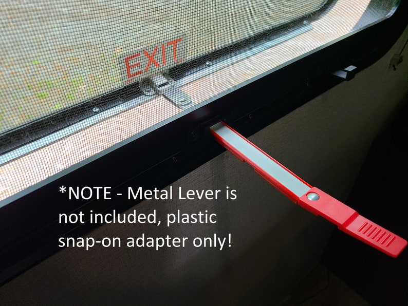 May include: A red plastic window lever adapter. The text *NOTE - Metal Lever is not included, plastic snap-on adapter only!* is visible in the image.