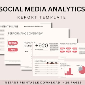 Social Media Analytics Report | Social Media Report | Social Media Performance Report | Analytics Spreadsheet | Marketing Report
