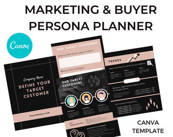 Marketing Planner Canva Template: Buyer Persona, Strategy (Printable)
