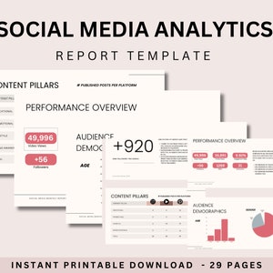 Social Media Tracker, Social Media Report, Social Media Manager Templates, Social Media Kit, Social Media Analytics