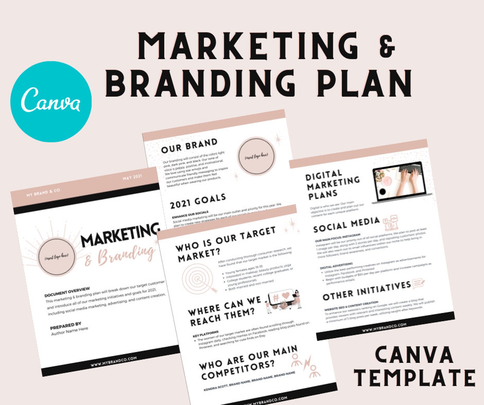 Marketing Strategy Plan Canva Template Branding Template Etsy