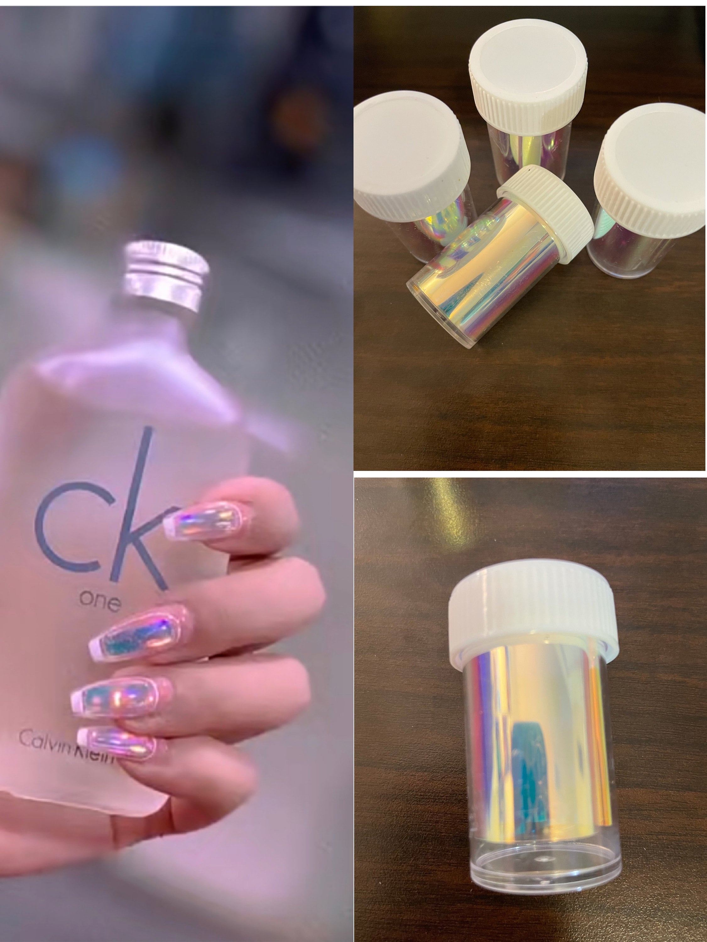Nail Art Laser Cellophane Mirror Effect Nail Etsy
