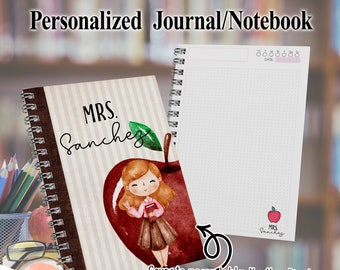 Personalized Notebook, Teacher's Appreciation Gift, Custom Notebook, Journal or Diary, Spiral Notebook Lined, Personalized Gift