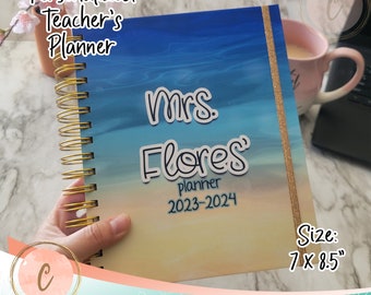 2026-2027 Personalized Teacher’s Planner & Calendar/ Unique Teacher Gift/Beach-Sea themed planner