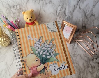 Special theme**Cute Yellow Bear** Personalized Weekly Planner 2026 /12-month planner/ Custom Agenda/ Planner half ledger size
