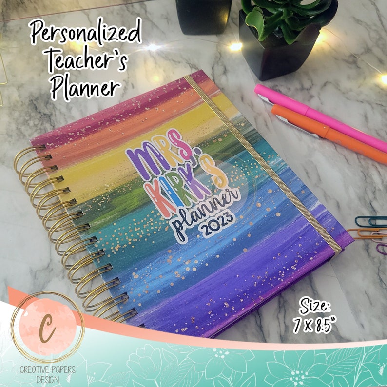 Personalized Teachers Planner & Calendar/ Personalized Planner/Unique Teacher Gift/Academic Year 12 Month, Teacher's Appreciation Gift image 1