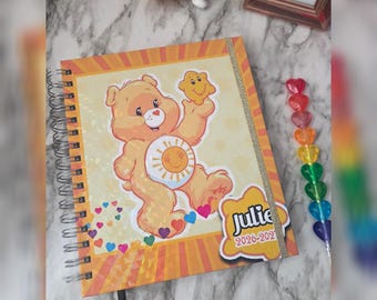 Special theme**Care Bears** Personalized Weekly Planner 2026-2027 /12-month planner/ Custom Agenda/ Planner half ledger size
