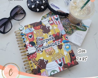 Personalized Weekly Planner 2024/ Custom Agenda/ Gift for a magic mouse lover/ Happy Place Snacks