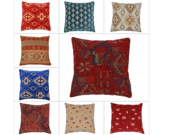 40 x 40 cm Pillowcase Kilim Pattern Woven Cotton Linen Turkish Persian Moroccan Lumbar Boho Decorative Pillowcase