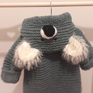 Knitted Koala Baby Rompers Warm Gray Color Toddler Jumpsuit with Big and Furry Ears/ Expectant Mom Gift/ Gift for  Infant Koala Costume