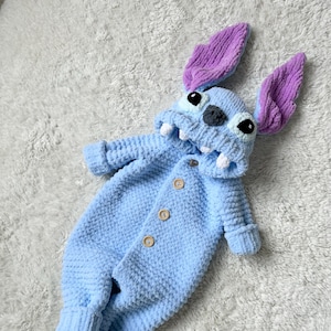 Halloween Baby Costume – Crochet Stitch Romper | Handmade Blue Unisex Outfit for Boys & Girls | Baby Shower, Birthday and New Mom Gift