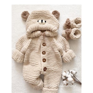 cute bear knit baby jumpsuit, newborn photo session scene romper,baby clothes, Unisex, knitted, baby shower costume, animal overalls