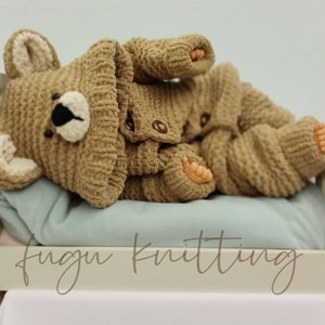 Teddy BEAR Newborn & Toddler Knittede Romper Brown Color Warm Handmade Customizable/ Gift for Baby Shower And Expectant Mom