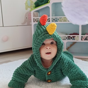 Petit Ami Knit Dinosaur Romper main image 1