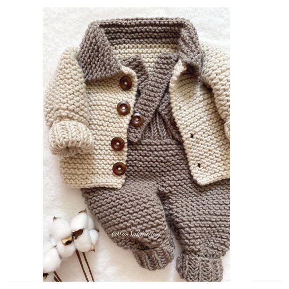 Baby Boy Jacket and Overalls Cardigan Baby Boy Brown - Etsy